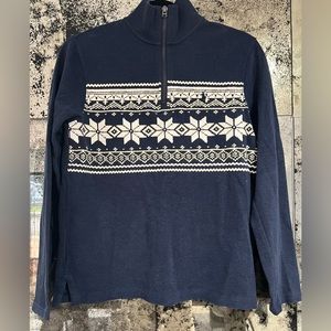 Polo Ralph Lauren Kids Snowflake Fair Isle Pullover 1/4 Zip Sweater Navy